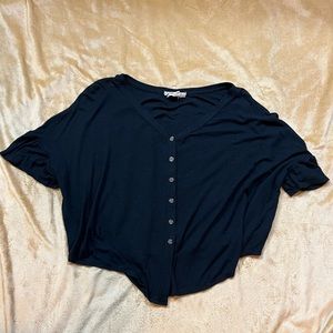 Black Button-up Crop Top